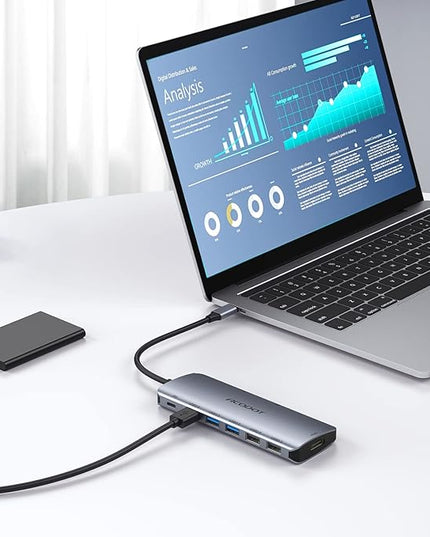 USB C Hub, Acodot 9 in 1 USB C to 4K@60HZ HDMI Multiport Adapter, 3 USB 3.0 Ports, SD/TF Card Reader, 100W PD, Desigend for MacBook Pro Air HP XPS and Other Type C Devices