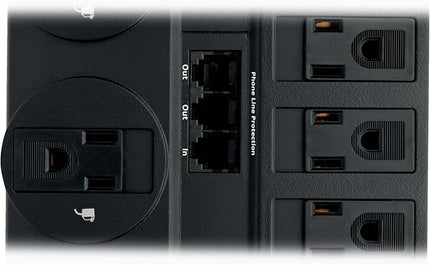 Eaton Tripp Lite TLP1208TEL Home Theater Surge Protector Power Strip, 12 Outlets, Flat Plug 8ft Extension Cord, 2160 Joules | RJ11 Port for Phone Land Line Protection