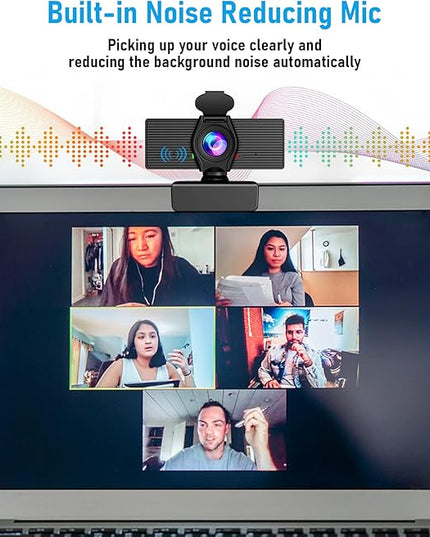 Webcam with Microphone & Privacy Cover, 1080P HD Web Computer Camera, USB Plug and Play Laptop PC Desktop Camera, Works with Zoom, Skype, Teams, Video Conferencing/Recording/Streaming