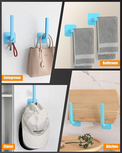 Hat Rack for Hat Storage (4-Pack), Multi-Purpose Hat Organizer, Strong Adhesive Hat Hooks for Wall Hat Organizer for Baseball Caps, Two Mounting Options Hat Hook, Blue