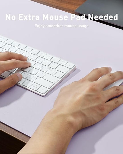 Aothia Large PU Leather Desk Pad Protector – Non-Slip Mouse Pad & Writing Mat for Office/Home, Waterproof, Easy to Clean (Soft Lavender, 23.6" x 13.7")