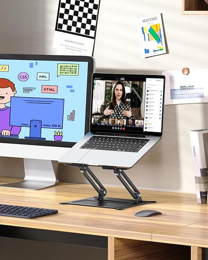 Urmust Laptop Notebook Stand Holder Adjustable Laptop Stand Portable Computer Riser Compatible with MacBook Air Pro HP Dell XPS Lenovo All Laptops 10-15.6"(Black)