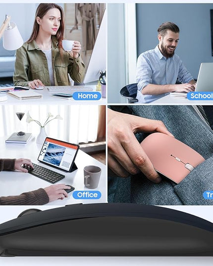 SUNGI Bluetooth Mouse,Wireless Slim Silent Mouse Jiggler Rechargable Mouse for iPad/MacBook/Tablet/PC/iPhone/Cellphone,Gray