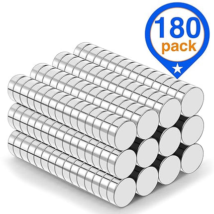 TRYMAG 180Pcs Small 5x2mm Strong Neodymium Magnets, Tiny Rare Earth Round Fridge Magnets for Whiteboard, Office, DIY, Science, Photo - Come with a Storage Case