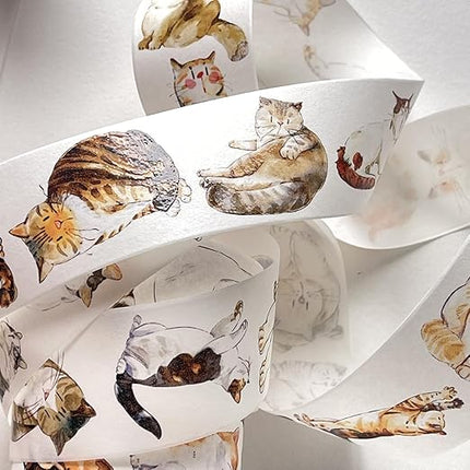 RICHTAPES-Seahorse Forest Vol3-A20 Meow,Original Design Cute Cat Vintage Thin Washi Tape Stickers,for Scrapbook Supplies,Scrapbook Tape Stickers,Junk Journal Stickers,Bullet Journal Supplies