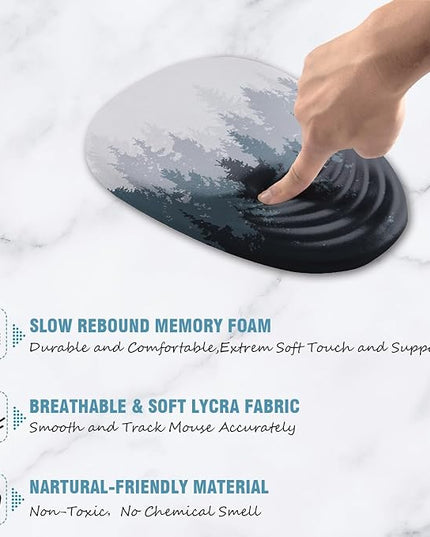 Ergonomic Mouse Pad Wrist Support, Mouse Pad with Wrist Rest, Memory Foam Massage Design & Non-Slip PU Base MousePads for Pain Relief, Desk, Office, Home, Forest Tree