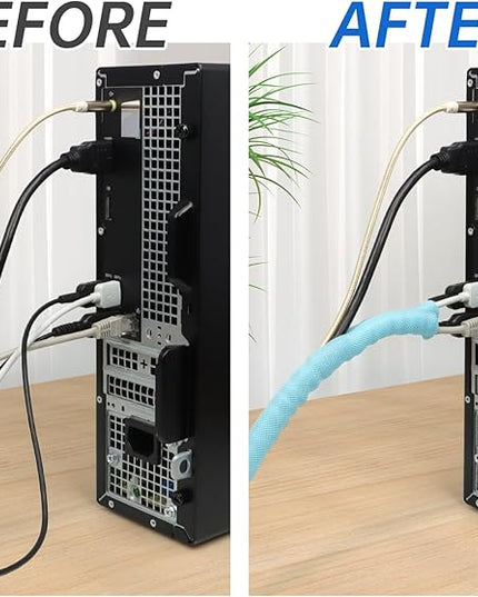 YOUBO Split Braided Cable Sleeve，Flexible Wire Loom Tubing, Automotive Cord Protector Pet Proof, Cable Management for Computer TV Electric Wires Harness 16ft (Sky Blue, 5mm（3/16")
