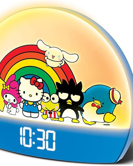 Hello Kitty and Friends Sunrise Alarm Clock - Multicolor Lights, USB Charging, LED Display, and Snooze Function