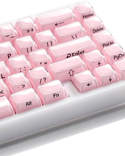 XVX Pink Keycaps, Crystal Jelly Keyboard Keycaps OEM Profile Side Printed Keycap Set Compatible with 61/68/84/87/98/100 ANSI Layout MX Switches Mechanical Keyboard