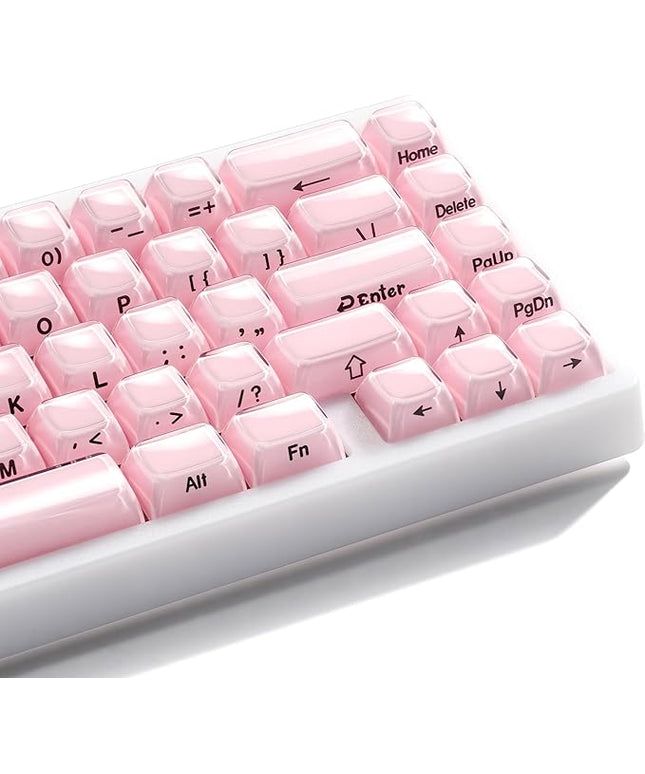 XVX Pink Keycaps, Crystal Jelly Keyboard Keycaps OEM Profile Side Printed Keycap Set Compatible with 61/68/84/87/98/100 ANSI Layout MX Switches Mechanical Keyboard