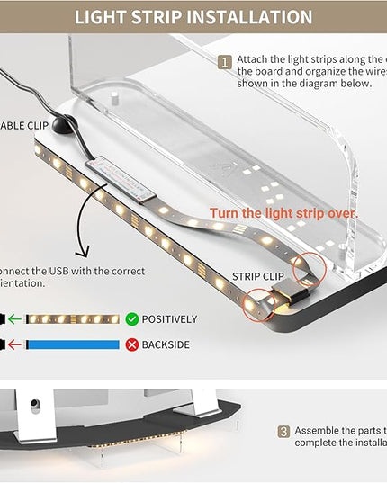 LED Dual Monitor Stand Riser for 2 Monitors, Office Desktop Wooden Stand Adjustable Length and Angle 3 Shelf, Extra Long Multifunctional Stand up to 44.4" for Computer, Laptop, TV, Black