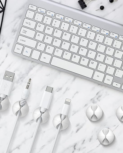 12 Pack Cable Clips, Znben Wire Organizer Holder Adhesive Cord Management Charger Wire Holder Clips for Desk, Home, Office, Car, Cubicle, Nightstand White