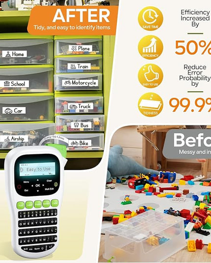 Label Maker Machine with Tapes, Label Maker Bundle 4-Label Tapes Included, Label Maker with Backlit Screen & Waterproof-Labels Laminated, H1100 Handheld Portable Labeler Machine for Home Office Gifts