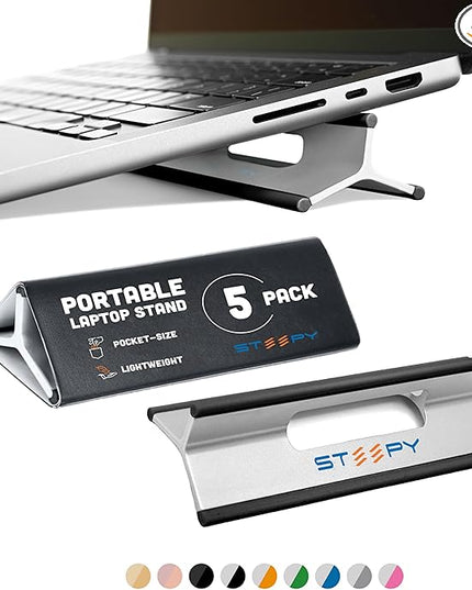 Steepy Portable Laptop Stand for Desk – Adjustable Height, & Portable Laptop Holder – Ergonomic Computer Stand for Cooling & Comfort – Slip-Proof, Sturdy Design – Universal Fit for 13-17 Inch Devices
