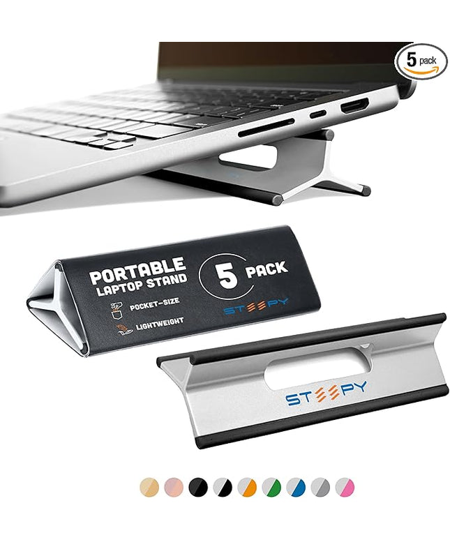 Steepy Portable Laptop Stand for Desk – Adjustable Height, & Portable Laptop Holder – Ergonomic Computer Stand for Cooling & Comfort – Slip-Proof, Sturdy Design – Universal Fit for 13-17 Inch Devices