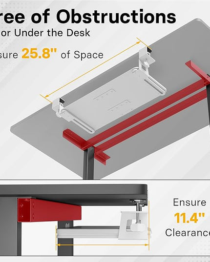 BONTEC KMT01-PJ Under Desk Keyboard Tray, Pull-Out Keyboard & Mouse Platform with C-Clamp, 20 x 11.8 in Space-Saving Ergonomic Slide-Out Drawer, White