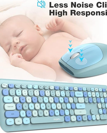 MOFII Wireless Keyboard and Mouse Combo Silent, Slim Compact 2.4G USB Full Size, Cute 110 Keys Keyboard for PC, Notebook, MacBook, Tablet, Laptop, Windows System