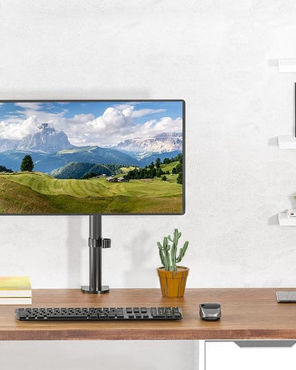 WALI Single Monitor Mount for 1 Computer Screen up to 42 inch, Fully Adjustable Monitor Arm Holds up to 22 lbs, Mounting Holes up to 200x200mm (M001SXL), Black