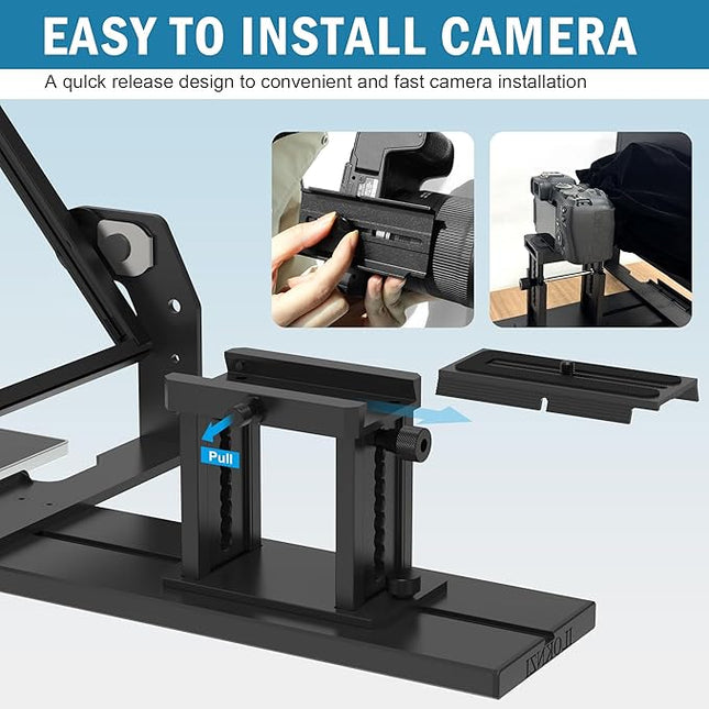 13-inch high-Definition Wide-Angle teleprompter｜High-Definition Beam Splitter Design｜Manual Height Adjustment, Compatible with a Wide Range of Devices｜with Remote Control and teleprompter apps