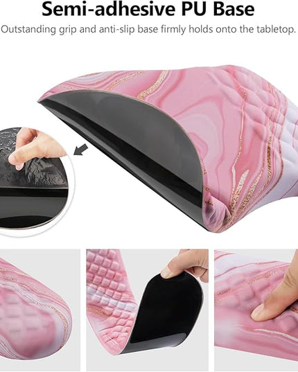 Mouse Pad Wrist Support, Laokiiy 2 in1 Keyboard Wrist Rest+ Ergonomic Mouse Pad, Non-Slip Wrist Rest for Computer Keyboard, Made Easy Typing & Relieve Wrist Pain(Rose Gold Pink Marble)