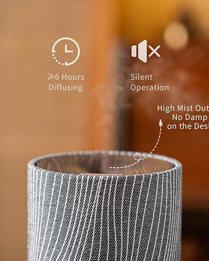 ZmarKraft Essential Oil Diffuser 7 fl oz 200ml with Fabric Cover and Night Lamp | Ultrasonic Aroma Diffuser | Humidifier w Lights | Room Decor | Small Humidifier for Bedroom | Gift (Dark Brown)