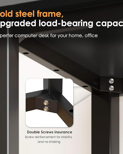Need Small Desk, 31.5 inch Sturdy Writing Desk for Small Spaces, Computer Desk Teens Desk Study Table Laptop Desk Home Office, Black Metal Frame, Black