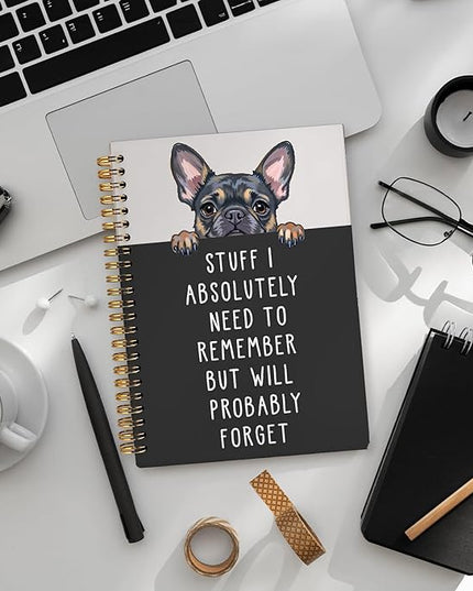 LIANGW Funny French Bulldog Notebook Journal Gifts for Women & Men, Frenchie Gifts for Women, for Coworkers, Hardcover Spiral Notebook 5.5x8.3 Inch