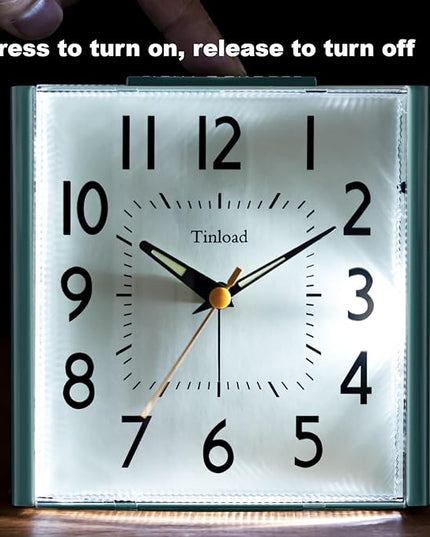 Tinload 4.7" Large Vintage Retro Analog Alarm Clock, Super Silent Non Ticking Clock with Manual Light, Snooze, Battery Operated, Simply Design, for Living Room, Bedroom, Bedside, Desk, Gift Clock