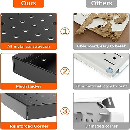 TORACK 3-Pack 12x24 inch Metal Pegboard Panels for Garage Wall, Tools Organizer Pegboard for Workbench, Workshop, Modular Peg Board Tool Storage Board for Pegs(Black)