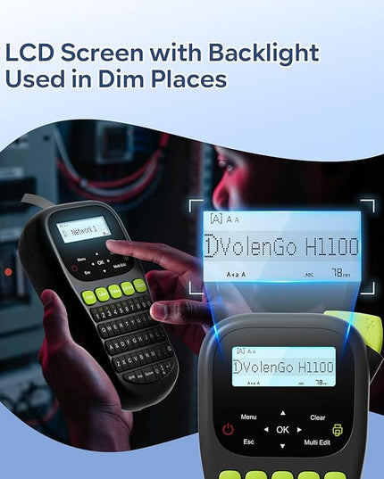 Label Maker Waterproof-Labels, Wire Cable Label Maker, Labeler Machine with Tapes Laminated, H1100 Handheld Labeling Maker with Backlit-LCD & One-Touch Key, Home Industrial Office Organization