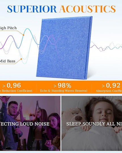 DOLLAR BOSS Large Cork Board for Wall 48" x 36" x 0.5" Bulletin Board 12 Packs Corkboard Tiles Self Adhesive Felt Wall Tiles for Office Home School, Blue