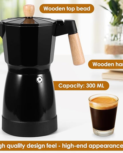 Electric Espresso Coffee Maker, 6 Cup Coffee Pot with Detachable Base Portable Aluminum Italian Moka Maker Electric Moka Pot for Home Cafe Outdoor Office