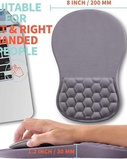 Ergonomic Mouse Pad Wrist Support with Memory Foam Massage Bulge, Carpal Tunnel Pain Relief Mousepad Wrist Rest for Mouse(12x8 inch, Silver Gray Light Purple)
