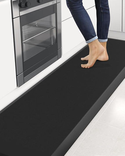 4/5 Inch Thick Kitchen Mats for Floor, StepRite Kitchen Rug for Standing Desk, Non-Slip, Thicker, Stain & Water Resistant, Comfort Anti Fatigue Floor Mat for Home, Kitchen, Office - Black,108 * 30''