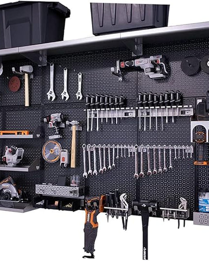 OmniWall Weekend Warrior XL Metal Pegboard Wall Organization System (Black/Silver)