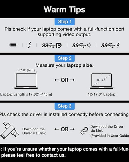 KYY 15.6" Laptop Screen Extender, 1080P FHD IPS Portable Monitor, One Cable USB-C Triple Monitor, Dual Travel Screen for 12"-17'' Laptops, 360° Rotation & Kickstand，X90D (Driver Need)