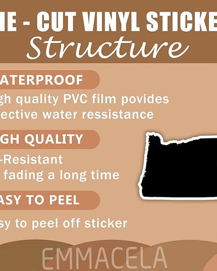 (3PCS) Oregon State Map Stickers, US State Stickers - Waterproof Vinyl Decals for Tumblers, Water Bottles, Laptops, Books, Scrapbooks, Great for Oregon Lovers 3 x 2.2 Inch