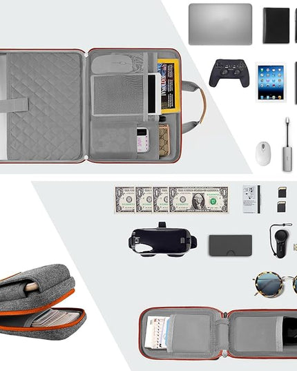 Laptop Case 15.6 Inch Briefcase Military-Grade Protection with Detachable Belt Bag, Compatible All Model of 15-16 Inch MacBook Pro and Most Popular 15.6 Inch Notebooks Chromebooks (Gray Orange)