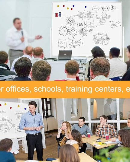 H-Qprobd Rolling Whiteboard with Stand 48"x36" Double-Sided Mobile Magnetic Dry Erase Board on Wheels for Home, Office & School