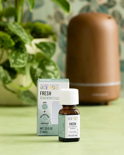 Aura Cacia Fresh Essential Oil Blend, Boxed 0.25 fl. oz. - Light Aroma, No Synthetic Fragrances