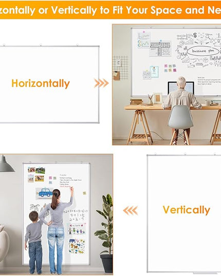 Maxtek White Board Dry Erase 72 x 48, Magnetic Dry Erase Whiteboard for Wall 6' x 4' Wall-Mounted Aluminum Frame Versatile Presentation Marker Board with a Long Pen Tray for Classroom, Office & Home