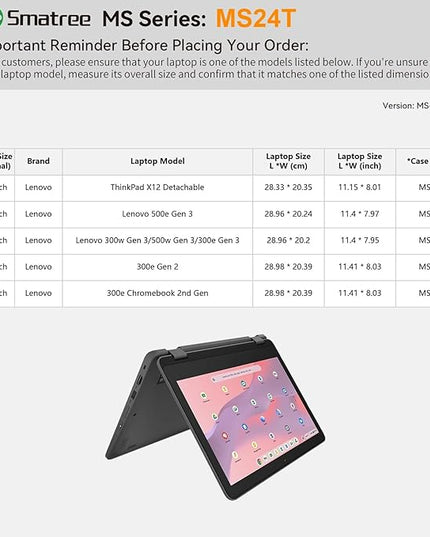 Smatree MS24T Hard EVA Protective Sleeve with Stand Compatible for 11.6 inch Lenovo 500e/500w/300w Gen 3/2, Lenovo 300e Gen2/3/Chromebook 2nd Gen, for 12.3 inch ThinkPad X12 Detachable Sleeve