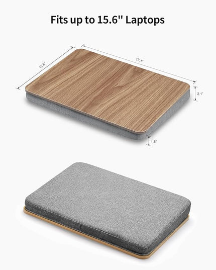 ZEAPTAC Lap Desk with Pillow Cushion, Portable Laptop Bed Desk, Fits up to 15.6 inch Laptop, Lap Stand for Bed & Couch & Carpet, Book Tablet/Drawing Board - Dark Brown Wood
