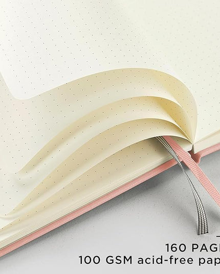 &And Per Se Dotted Journal Notebook, A5 Hardcover Leather Bullet Dotted Journal, 160 Pages 100 gsm Thick Paper, 3 Sheets of Stickers Included- 5.7'' x 8'' (Violet)