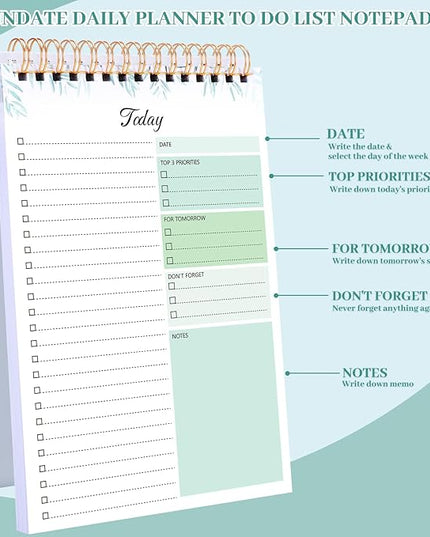 Thboxes 2 Packs To Do List Notepad, 104 Pages To Do List Notebook A5 Undated Daily Planner Notepad with Task Checklist Home Office School Supplies