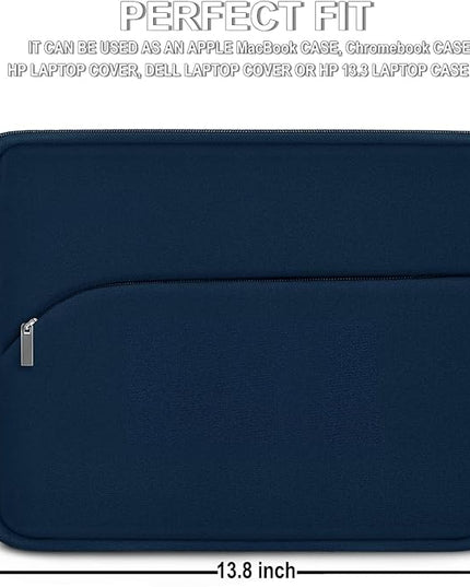 Laptop Sleeve 13.3 inch, Portable Monitor Protective Laptop Case with Front Pocket Computer Bag Compatible with MacBook Air Pro 13.3 inch 14 inch, Dell, HP, Deep Blue