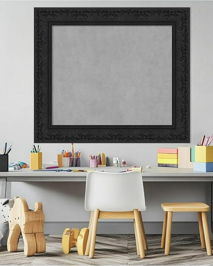 Amanti Art Black Framed Magnetic Board 27x31 Medium Vision Board for use with Magnets, 100% Metal Sheet to Display Items as Office Decor or for Home Organization in mudroom, Kitchen or Kids Room