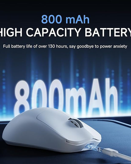 EWEADN X23Pro Wireless Gaming Mouse, PAW3311 Sensor, 49g Lightweight Mouse, 12000 DPI, 2.4G/BT5.0/USB-C Rechargeable Wireless Mouses with 6 Programmable Buttons for Laptop/PC/Mac, White