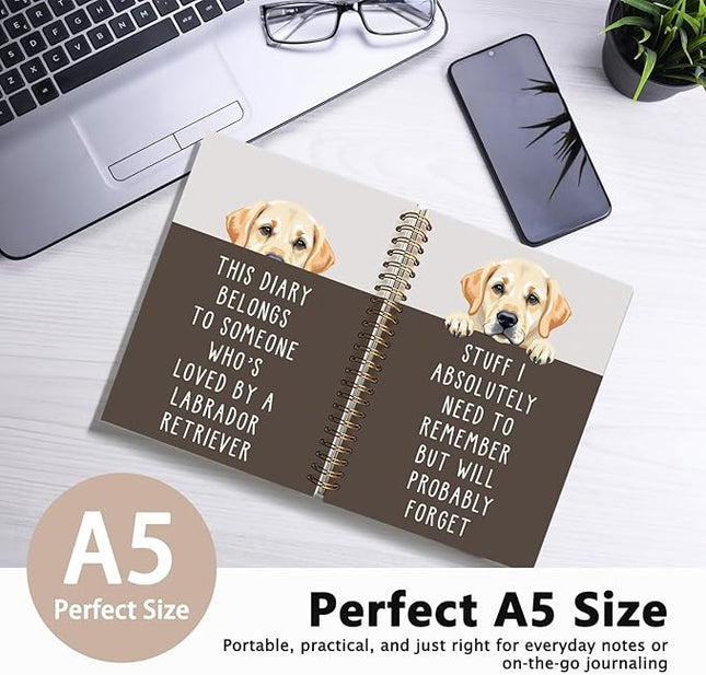 LIANGW Funny Labrador Retriever Puppy Gifts Spiral Notebook Journal, Labrador Lab Gifts Journal for Writing, Pet Dog Mom Owner Lovers Gift, 5.5x8.3 Inch