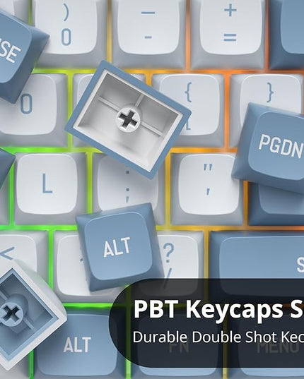PBT Blue Keycaps 60 Percent with 6.25U Space Bar OEM Profile for Cherry MX Switch Mechanical Gaming Keyboard (CSA-Shoko)